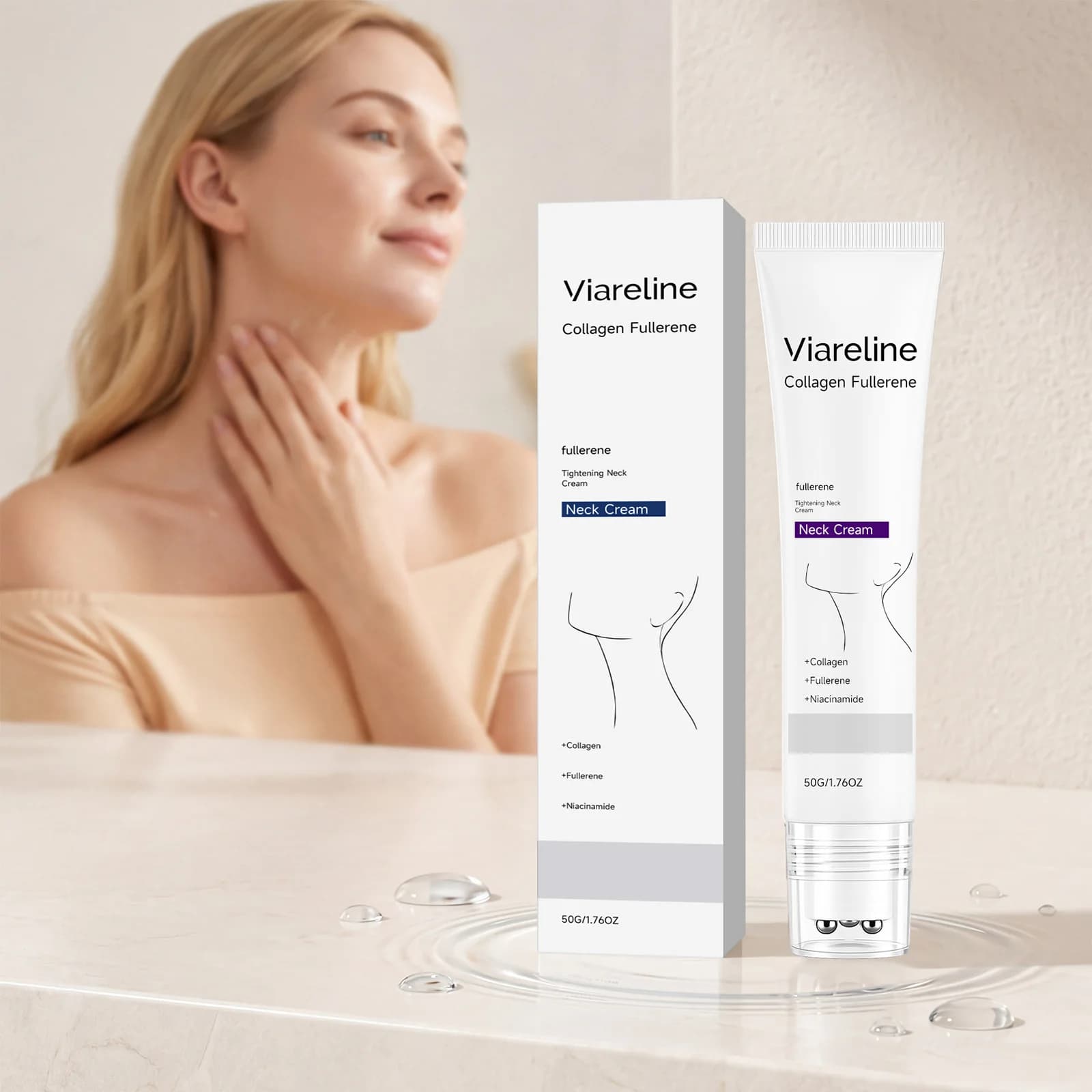 Crema Idratante al Collagene per il Collo, Ammorbidisce la Pelle del Collo, la Mantiene Idratata e Liscia, Cura Quotidiana