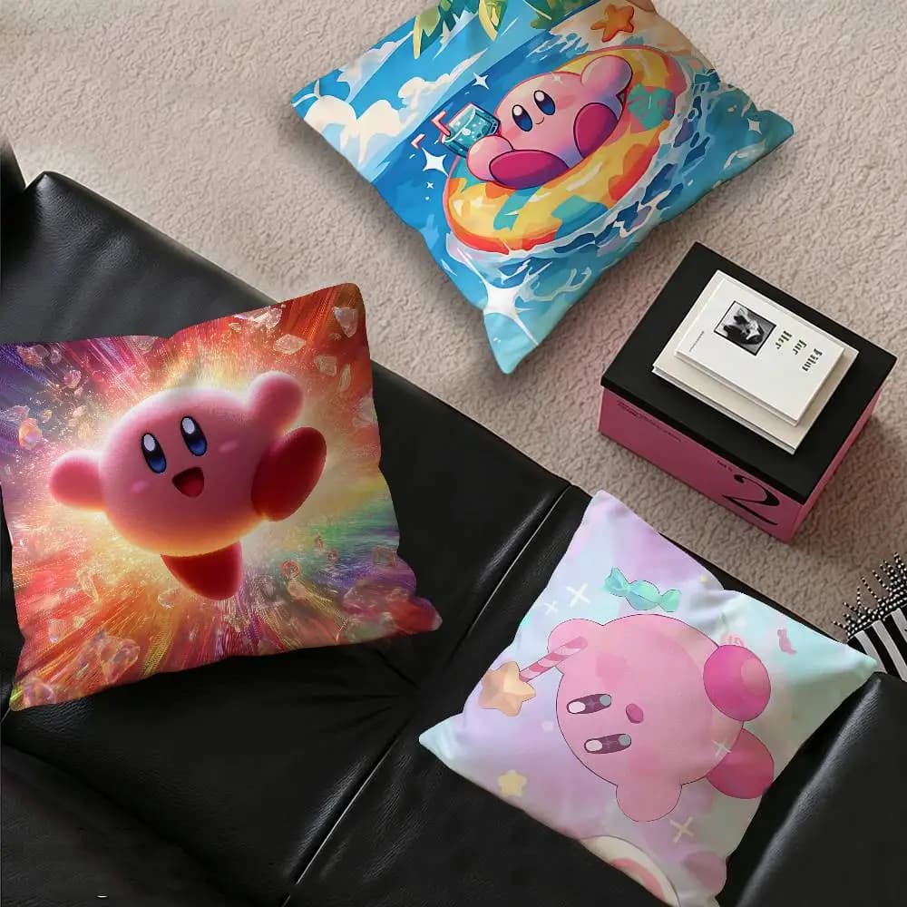 Hot Lovely K-Kirbies Anime Decorative Room Aesthetics Pillow Case Home Decor Bedroom Sofa Bed Couch Pillow Cover 45x45