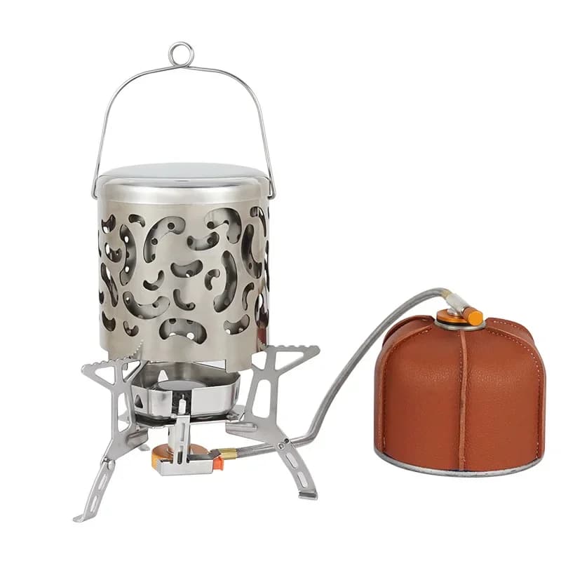 10 cm camping outside backpack hiking campsite portable mini heater curtain stainless steel cover heated camping stove
