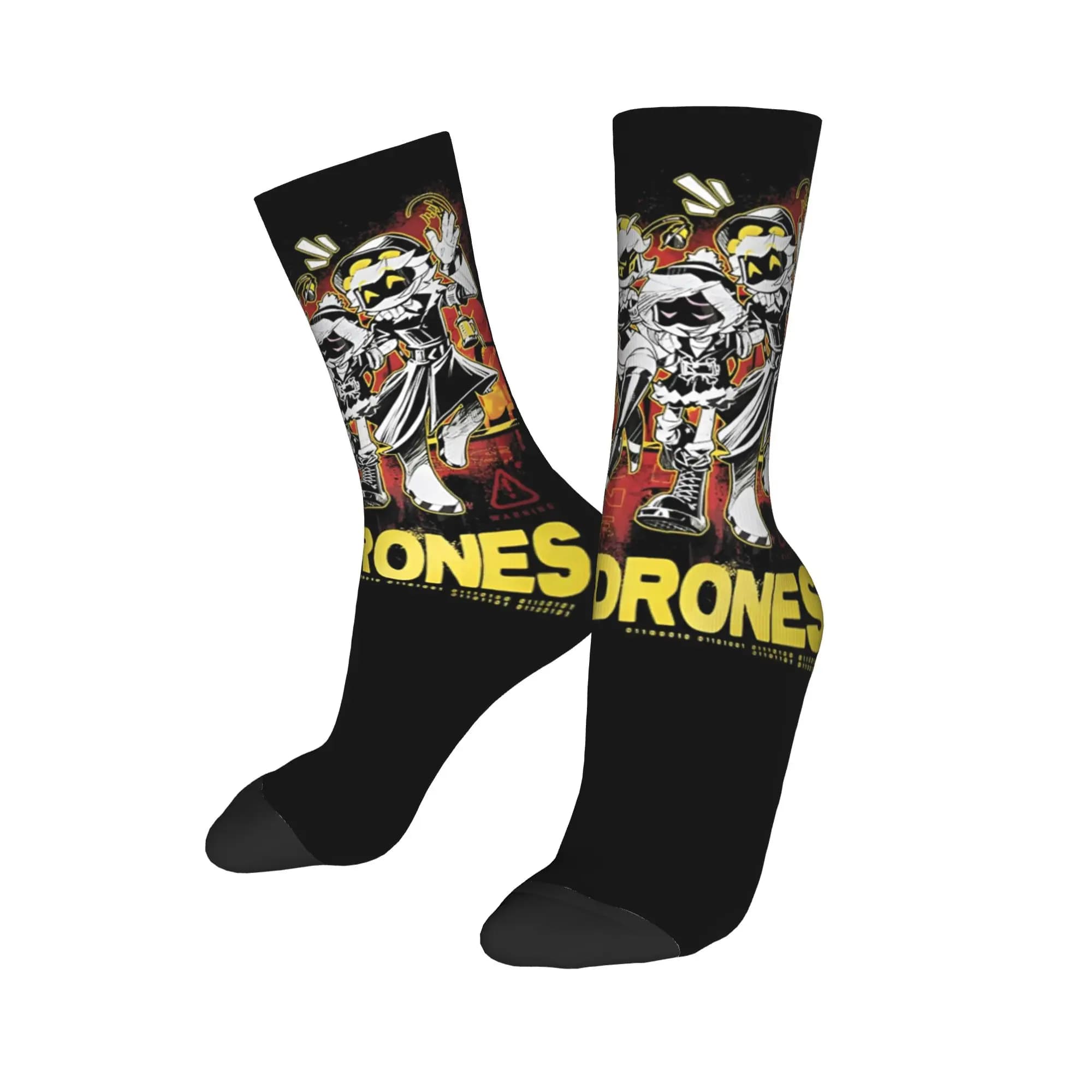 Retro Murder Drones Cartoon Soccer Socks Polyester Middle Tube Socks for Women Men Sweat Absorbing