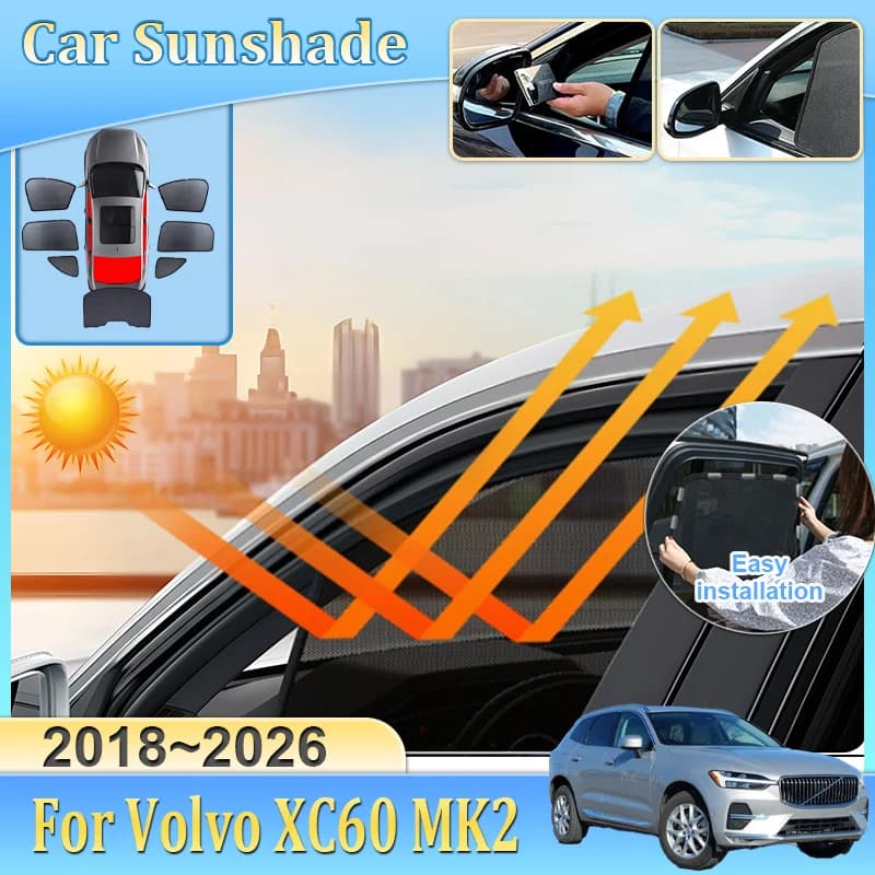 Parasole per Auto Volvo XC60 MK2 2018-2026, Tenda a Rete che Blocca i Raggi UV, Isolamento Termico, Tenda per Telaio Parabrezza, Accessori Auto
