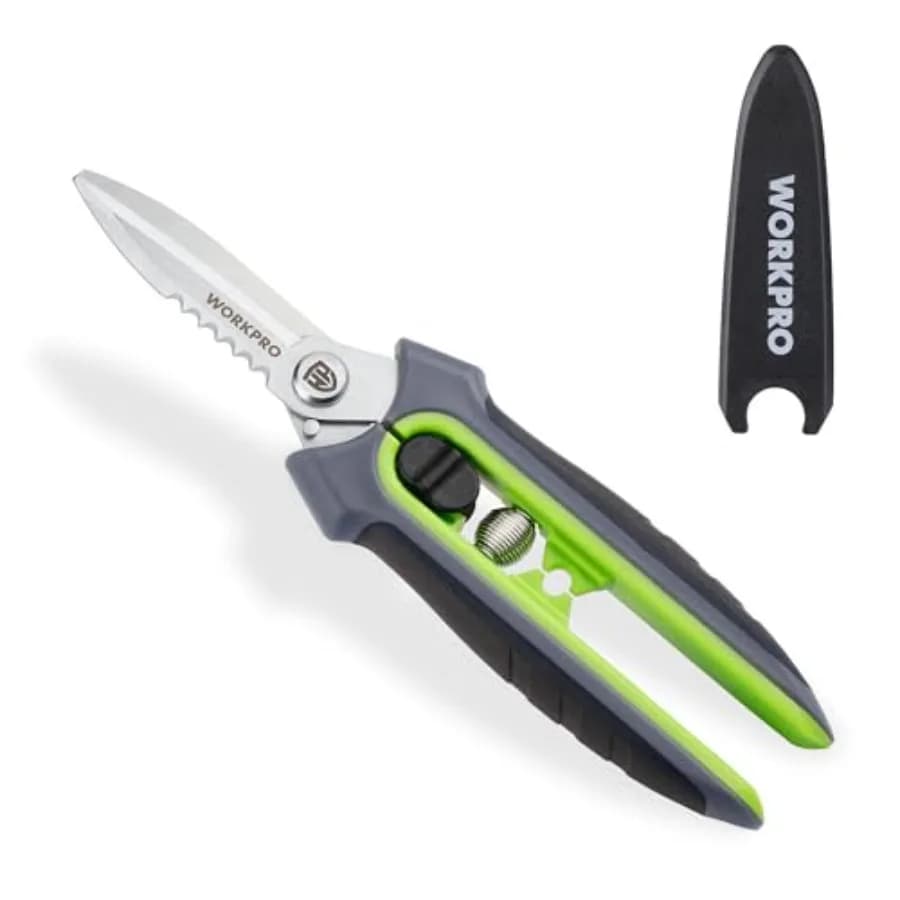 8" Pruning Shears for Gardening, Multipurpose Stainless Steel Garden Shears with Sheath, Straight Pruning Scissors Garden Snips