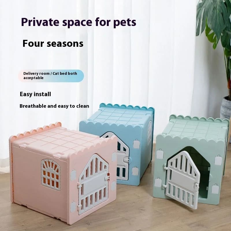Casetta per animali domestici in plastica semichiusa per tutte le stagioni Letto per gatti per interni impermeabile Riparo per cuccioli Cuccia per cani antipioggia per gattini