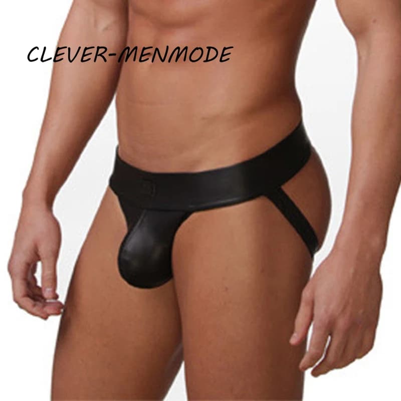 CLEVER-MENMODE Underwear Men's Jockstrap Faux Leather Gay Erotic Panties Sexy Lingerie Hot Sexy Male's Thongs