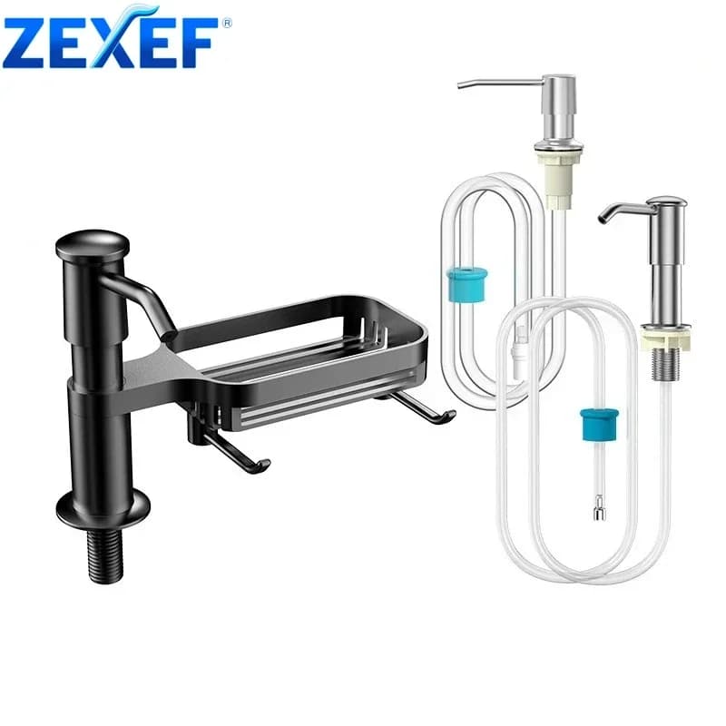 Dispenser di sapone liquido per piatti detersivo da cucina tubo con gancio per lavello domestico con accessorio di estensione del vassoio da cucina
