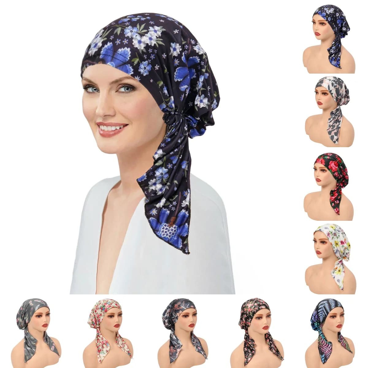 Ramadan Moda musulmana Stampa Hijab Turbante Cappelli Coda lunga Avvolge la testa Cappelli Hijab elastici Berretto chemio traspirante per le donne Ragazze