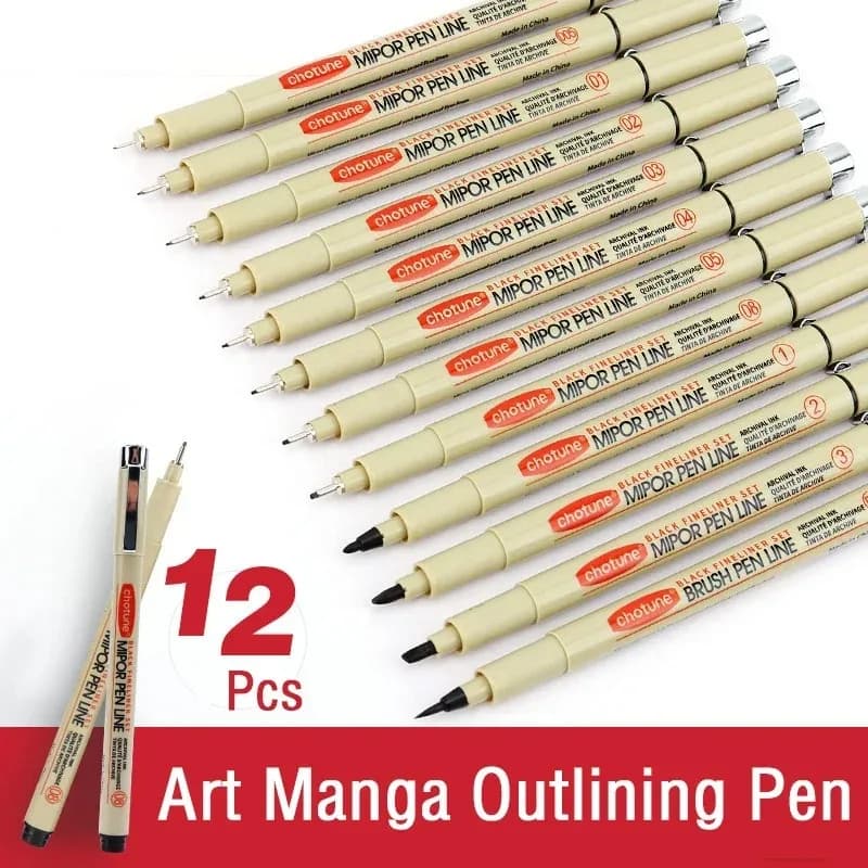 Set di penne per schizzi e disegno artistico: Pennarelli a pigmento, Micron Pen, penne a punta fine per contorni, pennelli morbidi, articoli di cancelleria e forniture artistiche