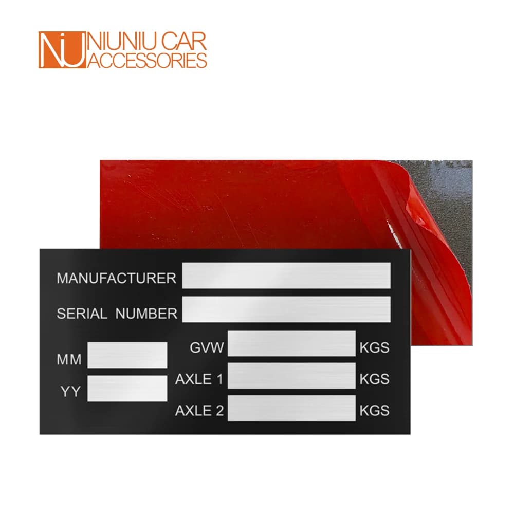White or engraved aluminum vehicle identification plate with sticker plate weight trailer car box smart bike VIN frame Camper parts