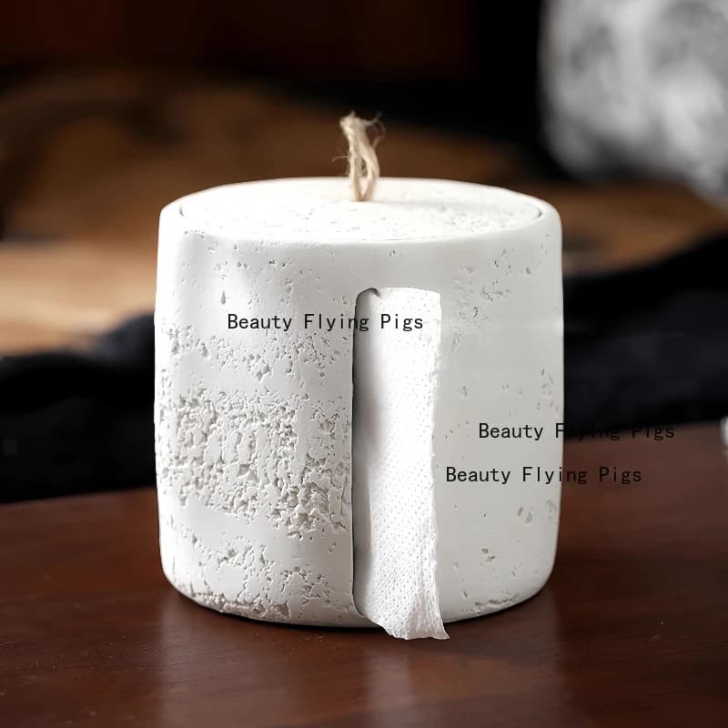Handkerchief in Stone Powder, Handkerchief Box, Vertical Paper Roll Box, Home Decoration, Handkerchief with Cover