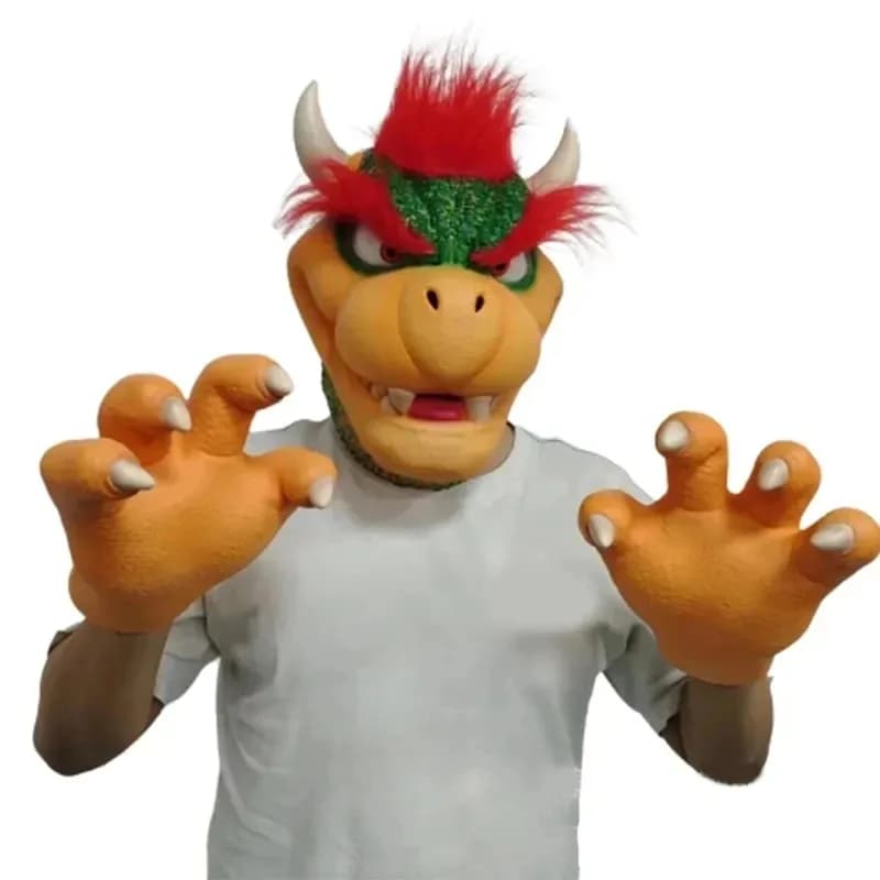 Bowser Puntelli Cosplay Maschera in lattice Anime Halloween Party Giochi di ruolo Maschere Guanti Puntelli per costumi per adulti Accessori Regali