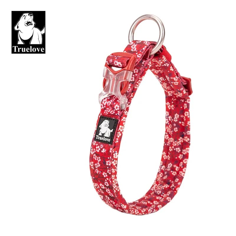 Collare per cani Truelove con tre fibbie regolabili, morbido e confortevole, in cotone, motivo floreale, resistente al tirare TLC5273