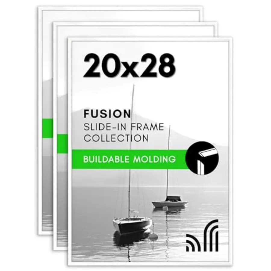 Cornice Portafoto con Copertura Frontale Lucida - Set di 3 - Cornice Portafoto a Inserimento con Cornice Modulare - Collezione Fusion - Foto