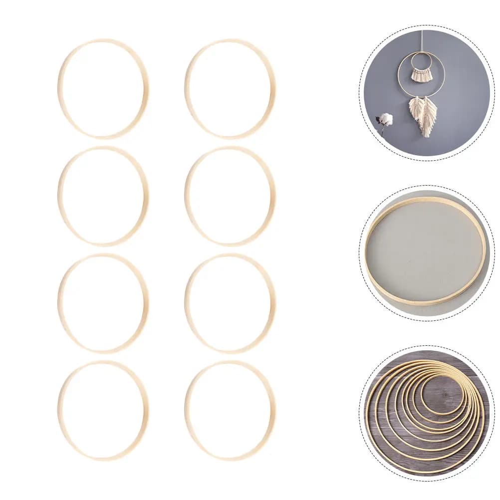 8Pcs Bamboo Wreath Hoops Sturdy Smooth DIY Craft Supplies Floral Hoops Macrame Dreamcatcher Base Rings Bamboo Rings