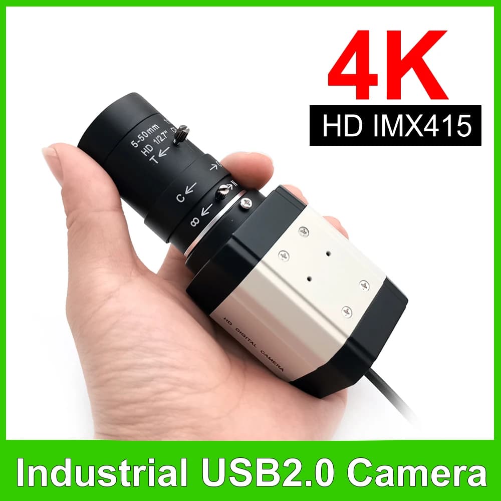 Webcam USB industriale HD 4K 8MP IMX415 con obiettivo CS varifocale 2.8-12m/5-50mm 2K 4MP F5253 Fotocamera USB OTG UVC Plug And Play