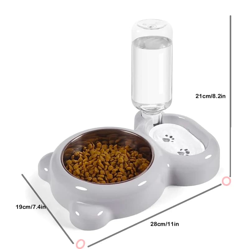 2Cat Feeding Water Dispenser, Pet Water and Food Bowl Set, with Automatic Water Dispenser Bottle
