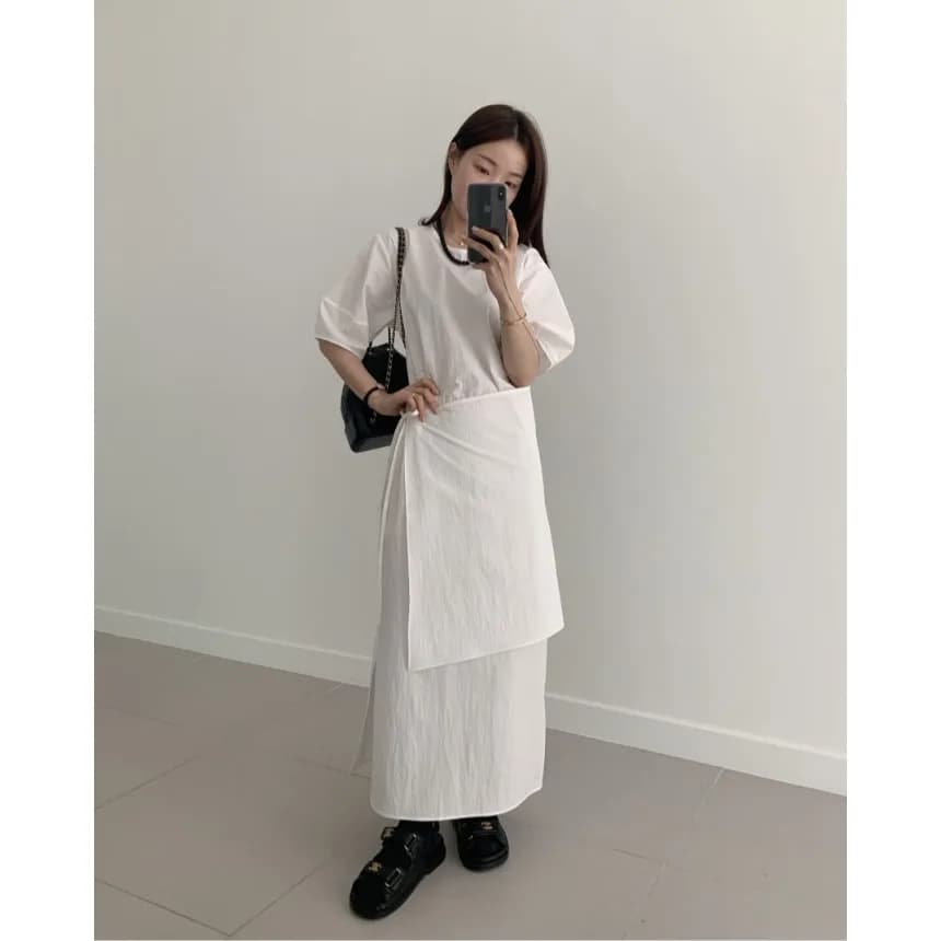 Abito a Gonna con Collo Rotondo e Vita Stretta in Stile Coreano Chic, Moda Femminile per Primavera, Autunno e Inverno, Vestito Casual e Confortevole