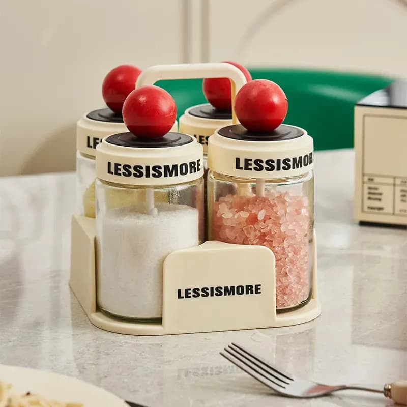 Barattolo di condimento Barattolo di sale in vetro Barattolo di condimento da cucina Bottiglia di condimento per uso domestico Set combinato di scatole di condimento per sale ZI189