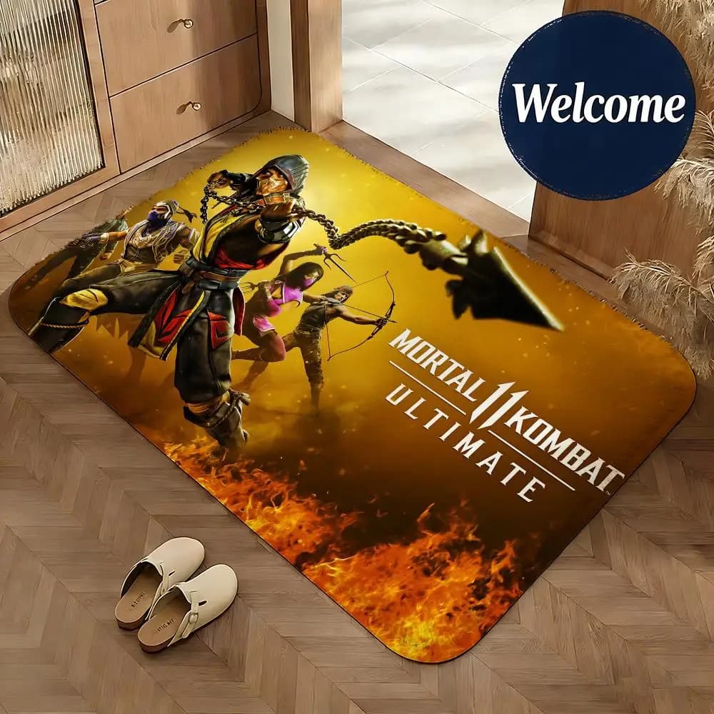 Tappetino morbido in flanella per gioco Mortal Kombat, tappetino antiscivolo, assorbente, per bagno, camera da letto, decorazione per la casa