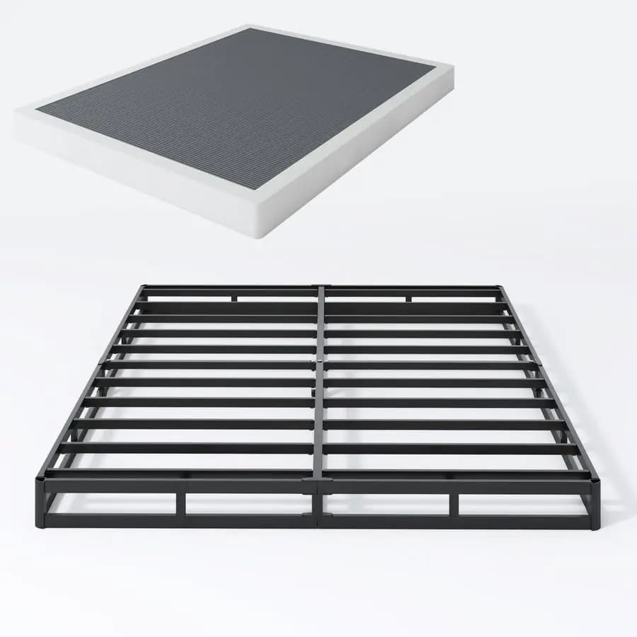 Box Spring Bed Base, 5 inches, King Size, Black Metal Structure Resistant With Coating, Silent