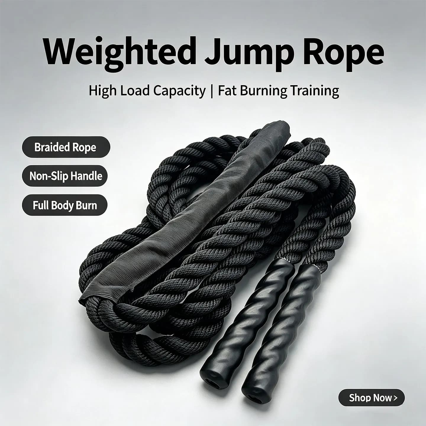 Weighted Jump Rope，Fitness & Physical Training，Fat‑Burning Weighted Rope，Thickened Heavy‑Duty Fitness Jump Rope