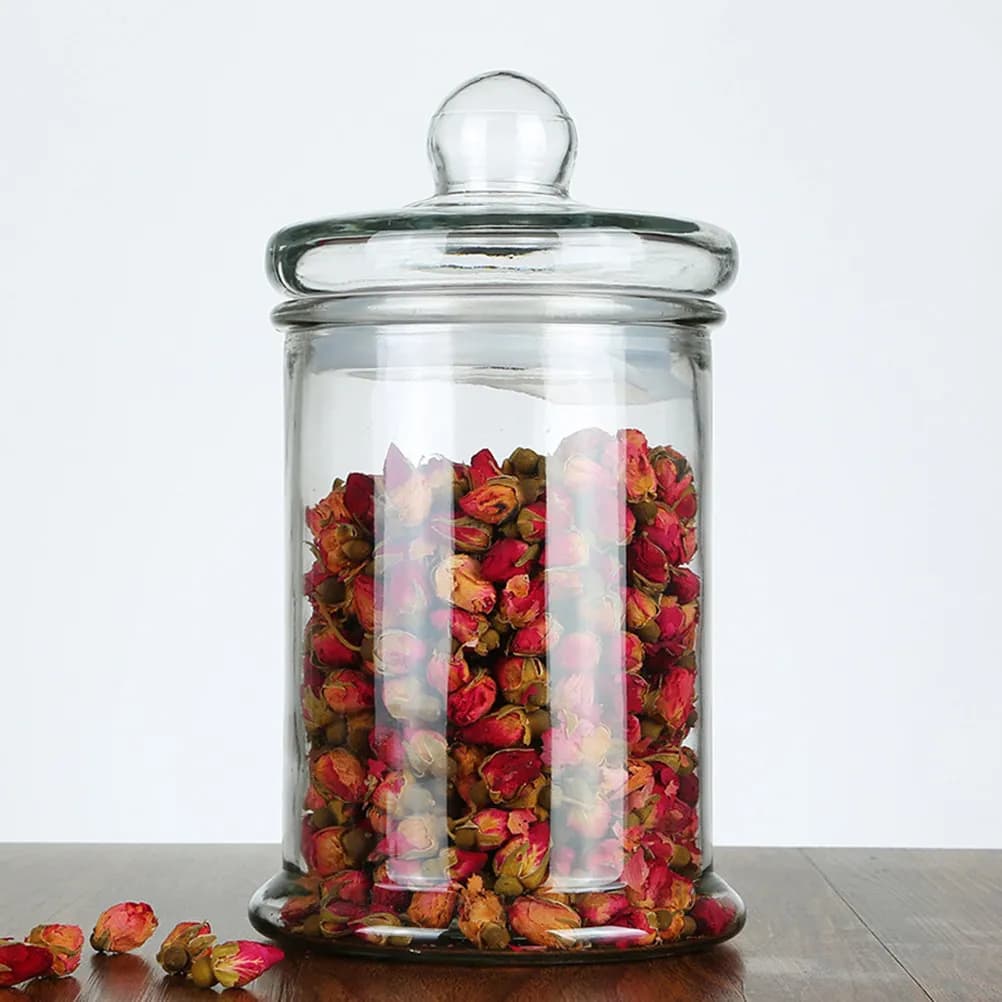 5Pcs Premium Sealed Glass Jars Set Cylindrical Airtight Food Storage Containers for Spices Dried Fruit Tea Snacks Homemade Goods