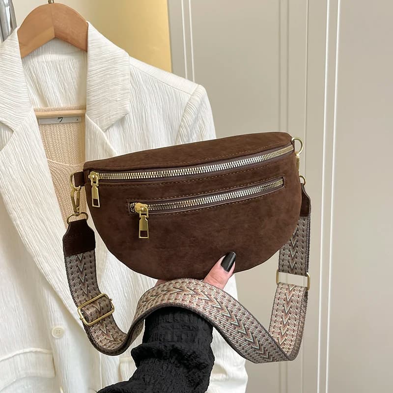 2025 Borsa da petto invernale in finta pelle scamosciata Borsa da donna Marsupio Street Trend Marsupio da viaggio casual Borsa a tracolla da donna Borsa per telefono