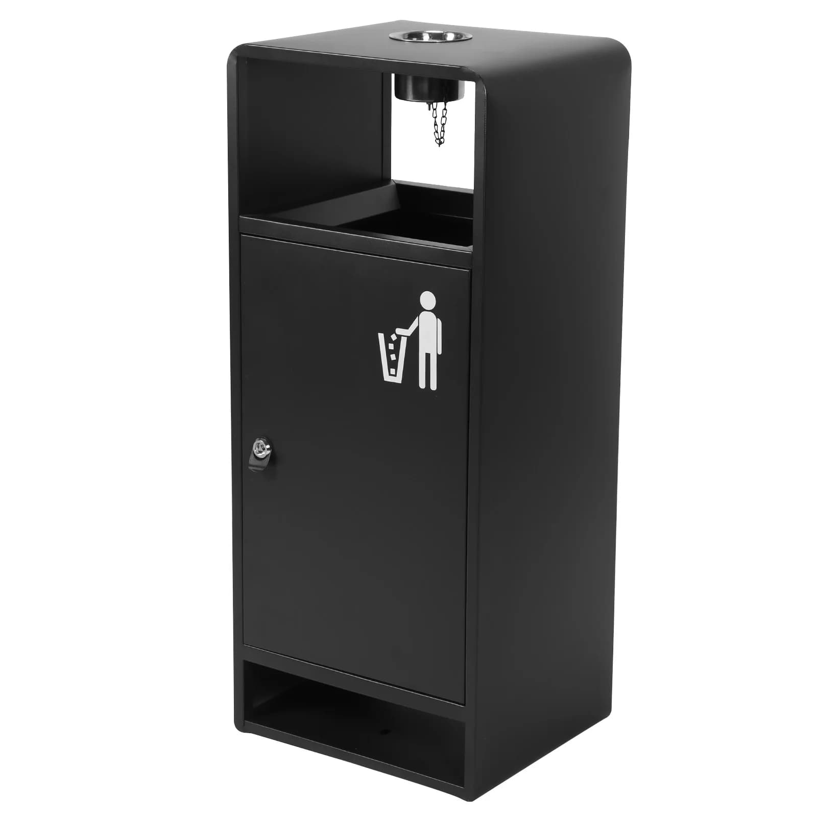 Bidone per Rifiuti in Acciaio Inox da 40L/10 Galloni, Contenitore Metallico Commerciale con Quattro Aperture Laterali per Ingressi di Hotel, Parchi, Centri Commerciali