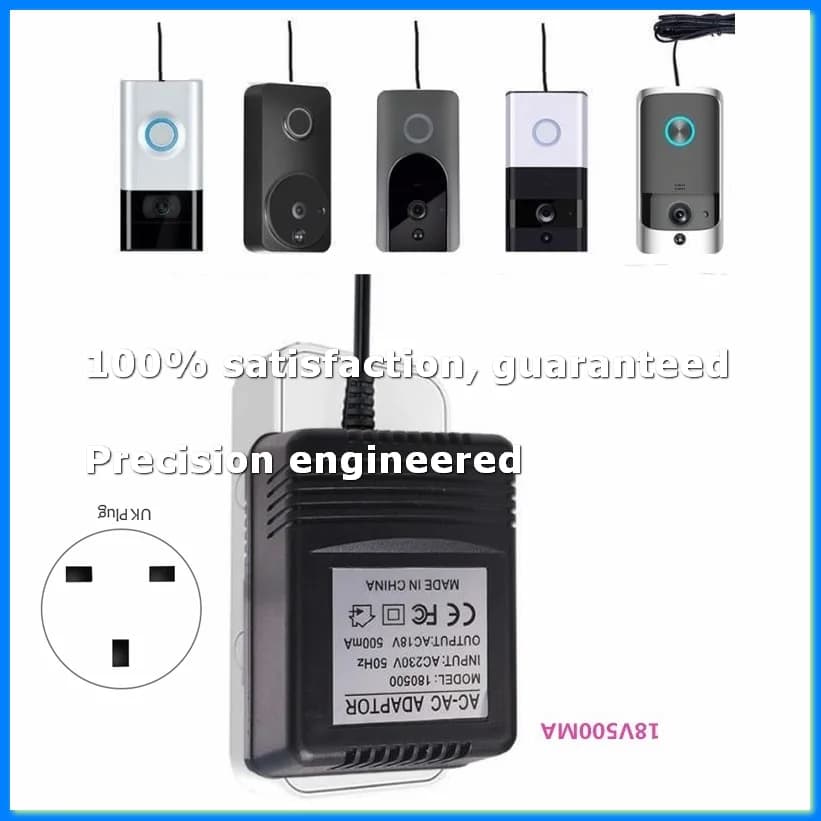 Adattatore di Alimentazione AC 18V, Trasformatore Caricabatterie per Videocitofono WiFi Intelligente, Telecamera, Campanello con Spina UK - A73M