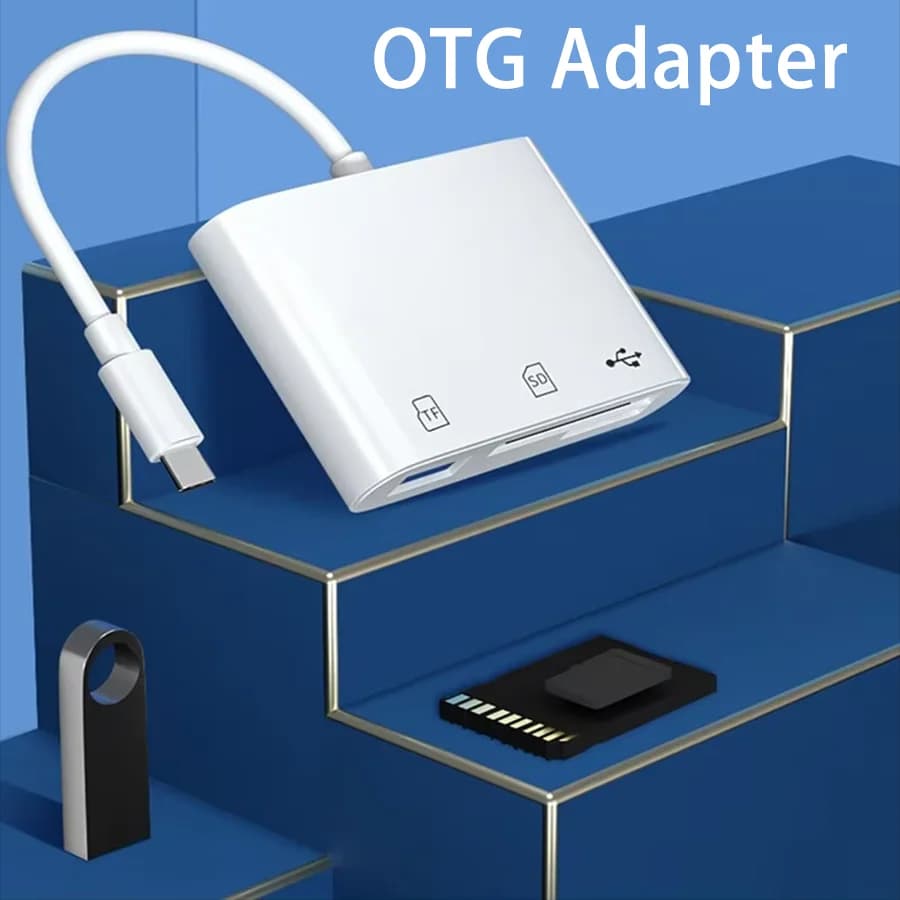 Lettore di schede OTG multifunzionale tre in uno bianco da tipo C 2.0 a TF/SD/USB compatibile con tablet con chiavetta USB Android Huawei
