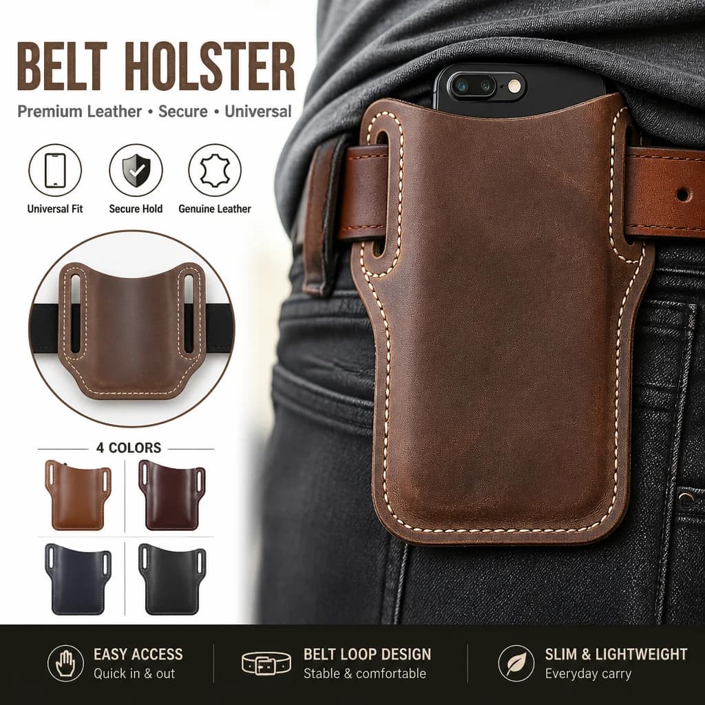 Leather Men Phone Holster Belt Waist Bag Running Pouch Travel Wallet Case Loop Pu