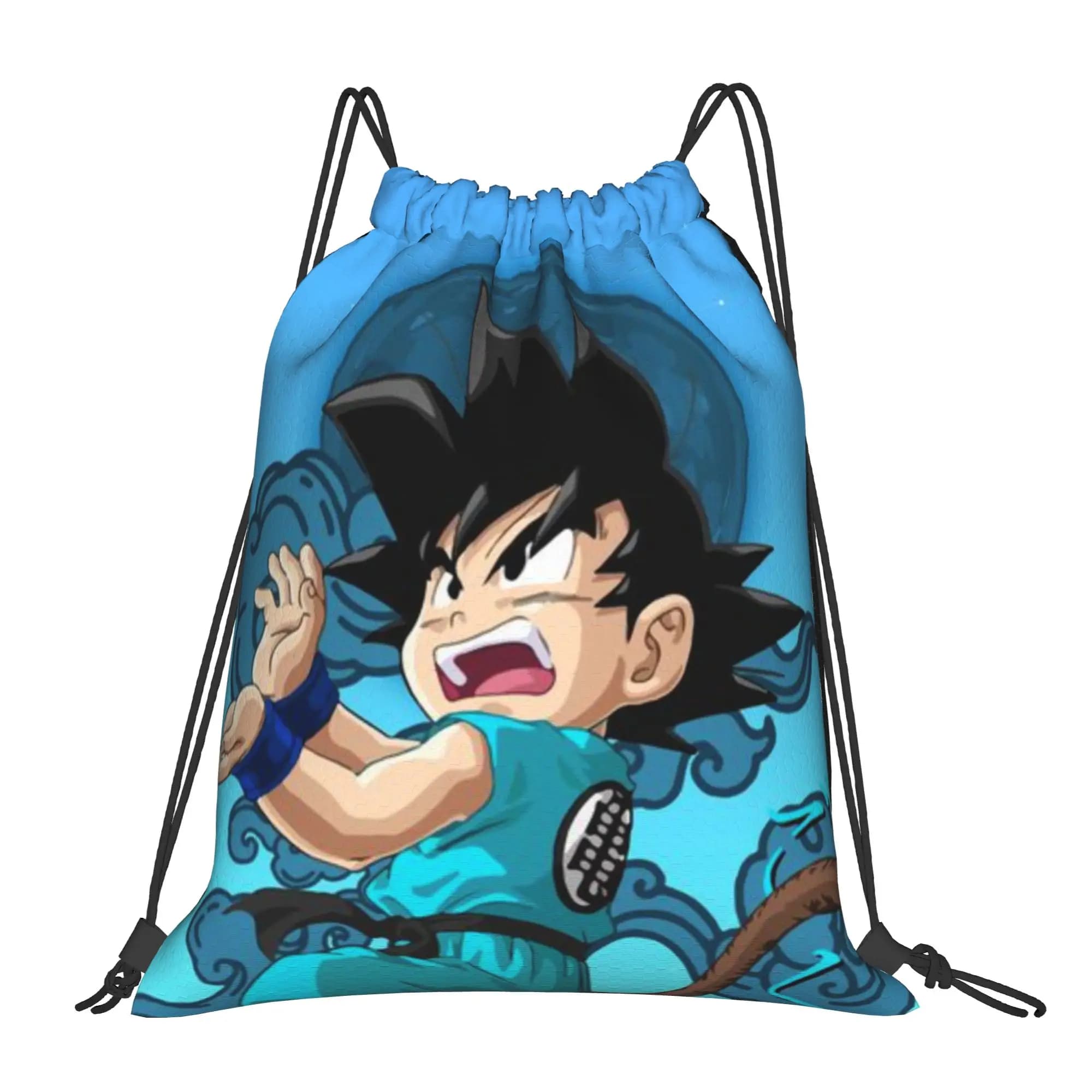 Zaino Sportivo Portatile Blu Son Goku Dragon Ball con Coulisse, Borsa per Scarpe da Ginnastica e Ciclismo