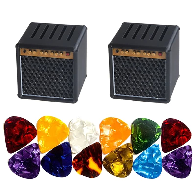 Guitar Pick Holder Gift Set – Mini Amplifier Shape Case with Picks – Stylish Plectrum Storage for Players & Music Lovers TMZ