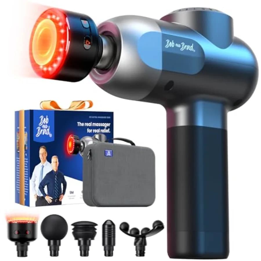 C2 Ultra Massage Gun with Heat, Red LED and Infrared, Deep Percussion Massage for Pain Relief, Electric, FSA Compatible