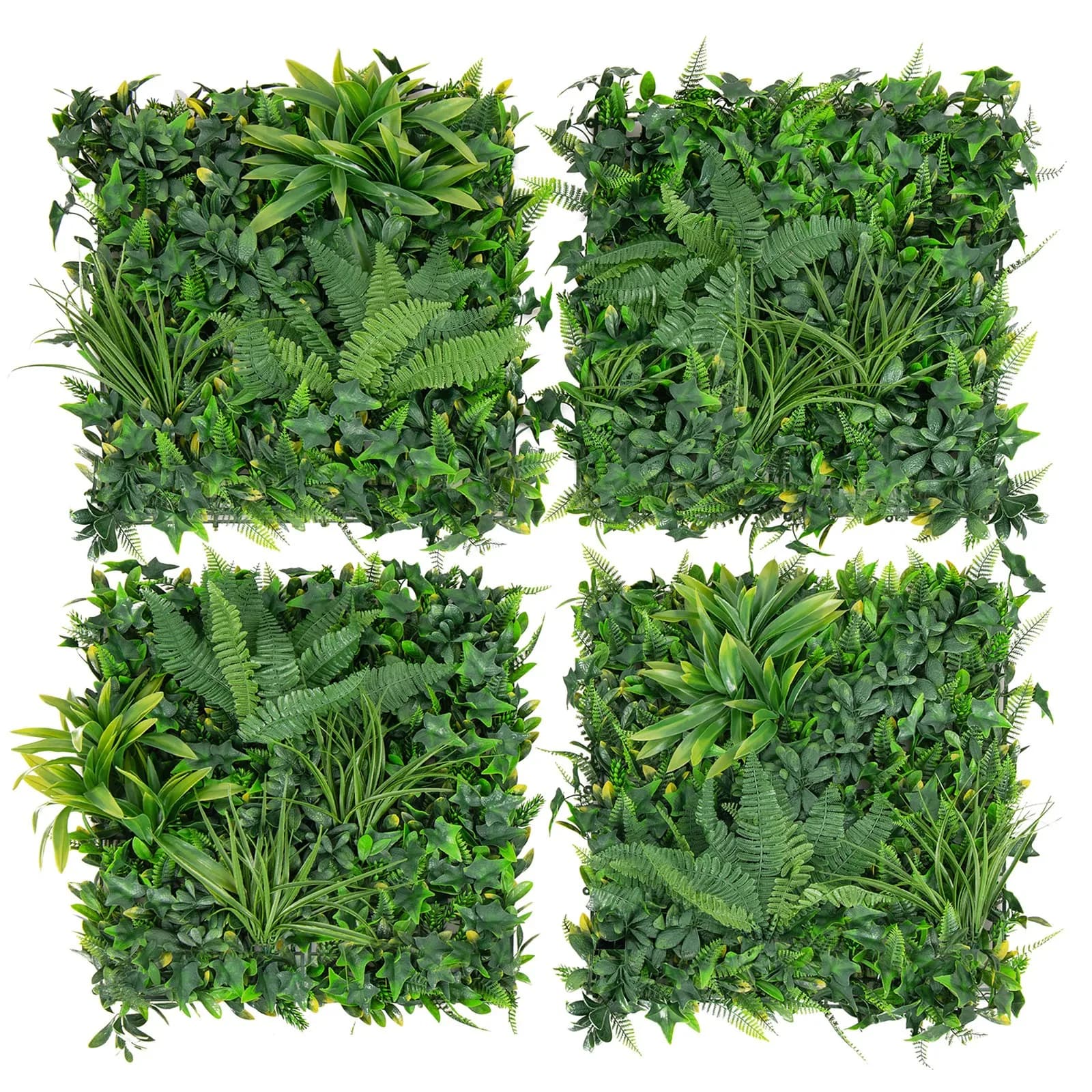 Pack of 4 artificial hedge panels in 20'' x 20''' shell with 7 types of mixed plants