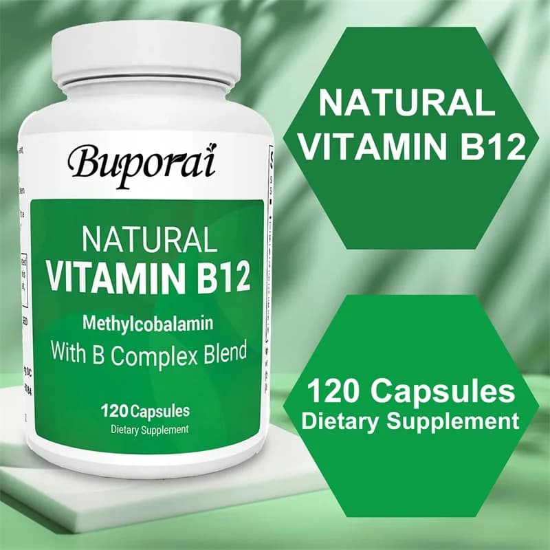 Vitamina B12, Integratore di Metilcobalamina per Mente, Energia, Cervello, Umore, Supporto Cardiaco, 30/60/120 Capsule