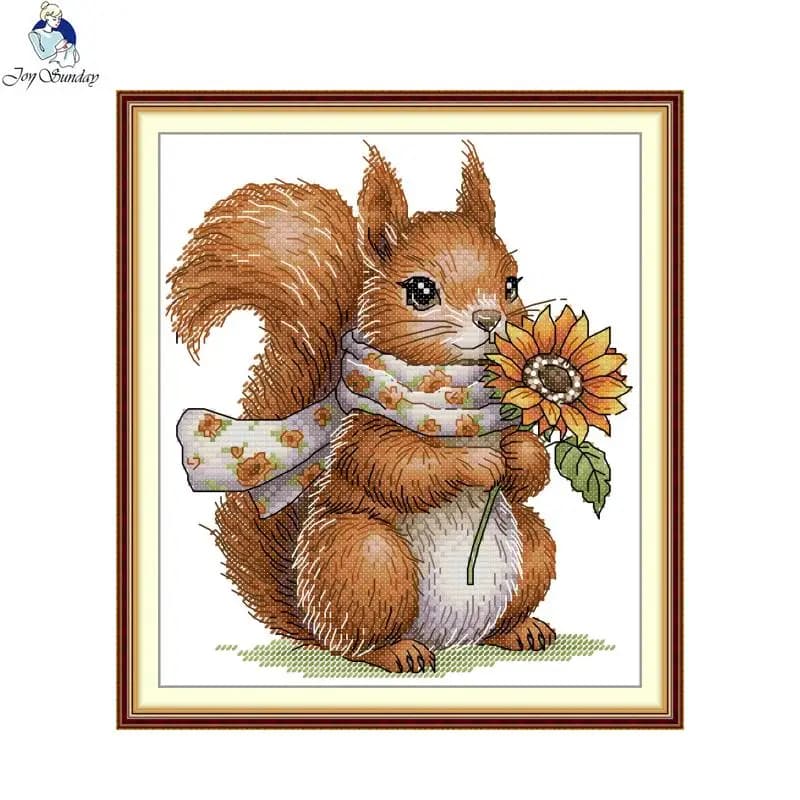 Joy Sunday The Squirrel Pattern Kit punto croce 14CT 16CT 11CT White Count Canvas Set ricamo fai da te decorazioni per la casa regali