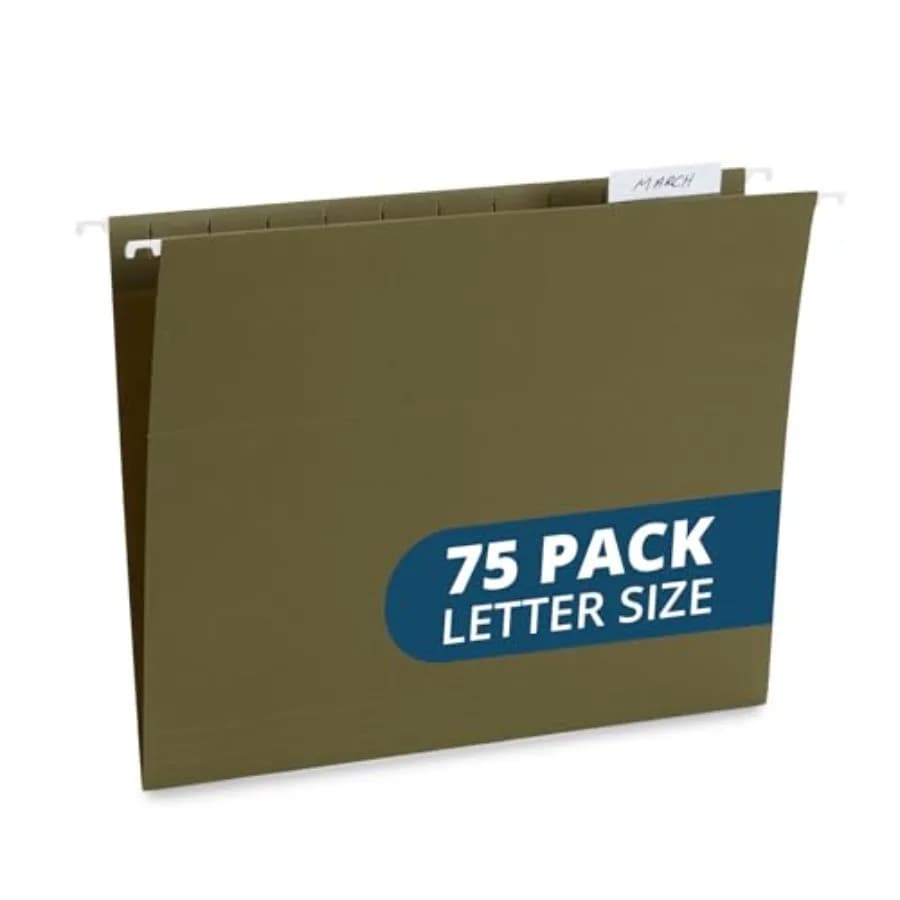 Cartelle Sospese 75 Pezzi, Cartelle Rinforzate Formato Lettera, Cartelle Standard per Archivio, Organizzatore per Archivio Sospeso