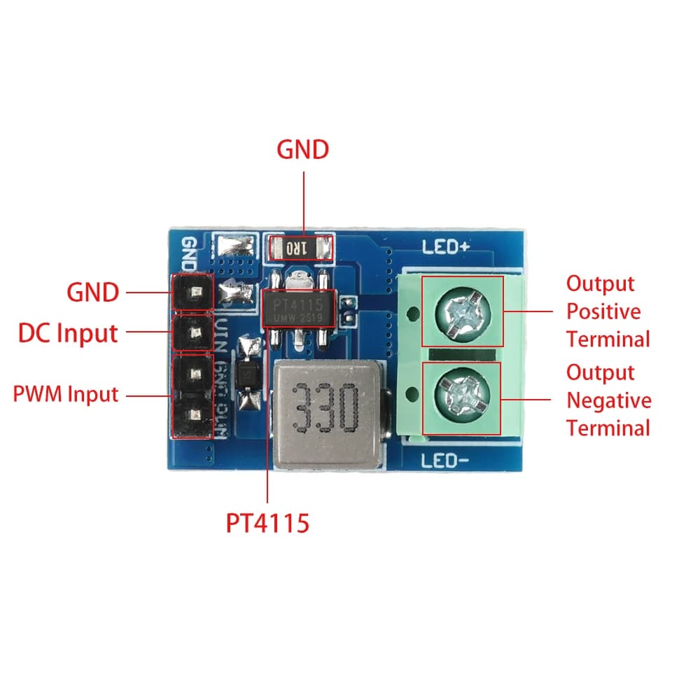 PT4115 LED Driver Module DC 12V Constant Current Output PT4115 1-10S Industrial LED Driver with PWM Dimming for LED Strips