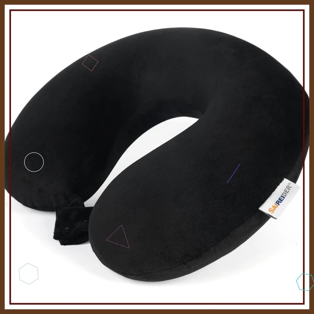 Cuscino da Viaggio in Memory Foam per Supporto del Collo, per Aereo, Auto, Ufficio, con Fodera Lavabile Nera