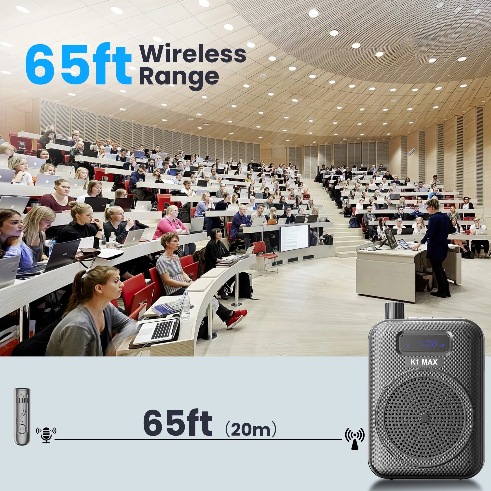Voice Amplifier Wireless Microphone with Bluetooth Lavalier, Portable Microphone and Speaker for Teachers, Mini Rechargeable Amplifier, Ideal for Classroom, Meetings, Yoga, Speeches, and Tour Guides