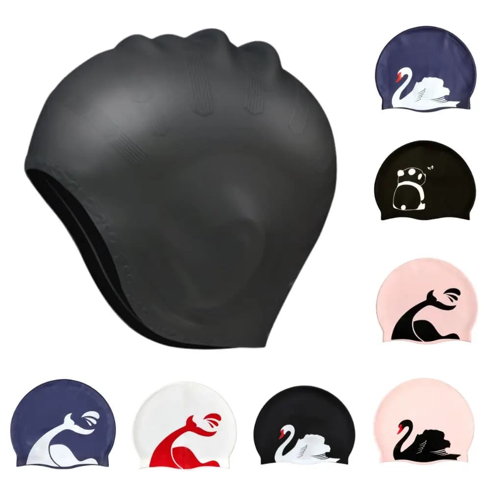 Cuffia da Nuoto Plus Size Antiscivolo con Stampa, Protezione Orecchie in Silicone, per Piscina