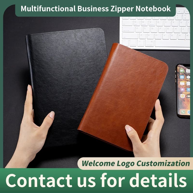 Cartella per Notebook in pelle PU A5 Business Zipper Binder Journal Planner A6 Portfolio Notebook