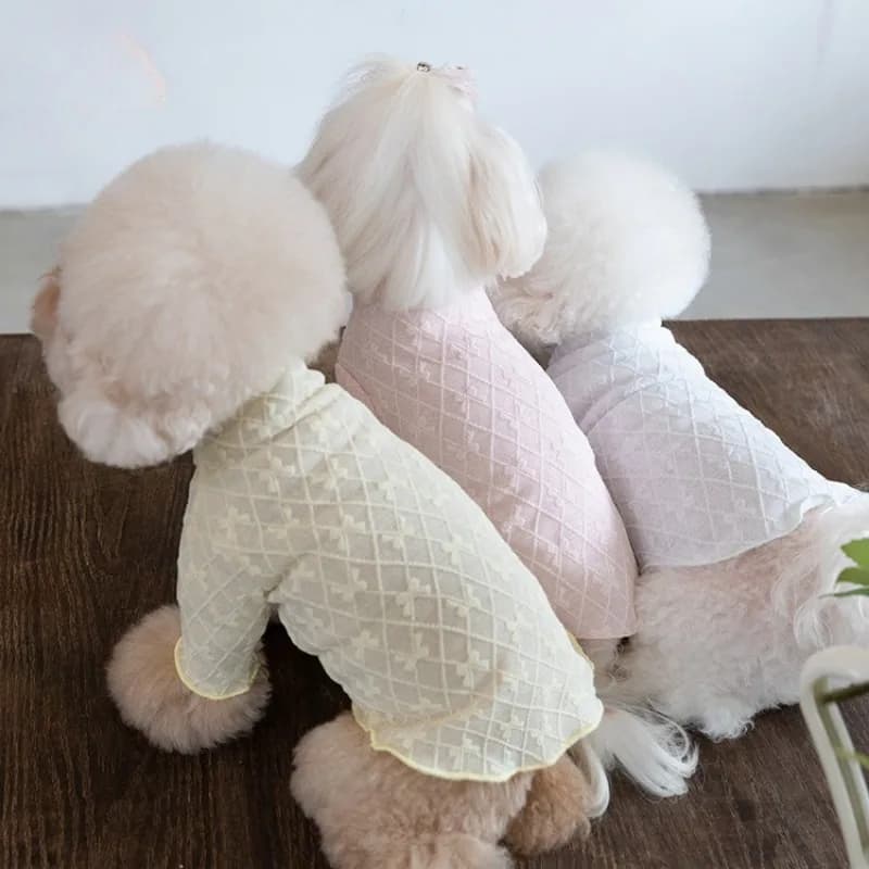 Pet Summer Breathable Mesh Vest Cute Bow Design Dog Sun Protection T-Shirt for Teddy Pomeranian Cooling Vest for Dog