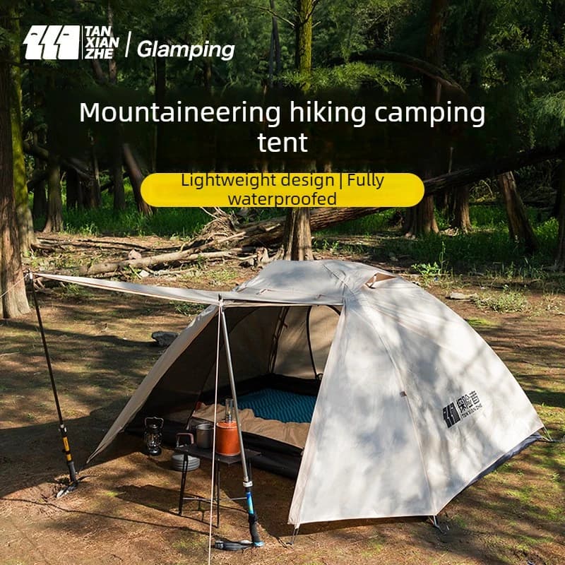 Tenda Monoposto per Escursionismo e Campeggio, 4 Stagioni, Impermeabile, Antivento, Traspirante, con Palo in Alluminio, Leggera 2kg, da Viaggio