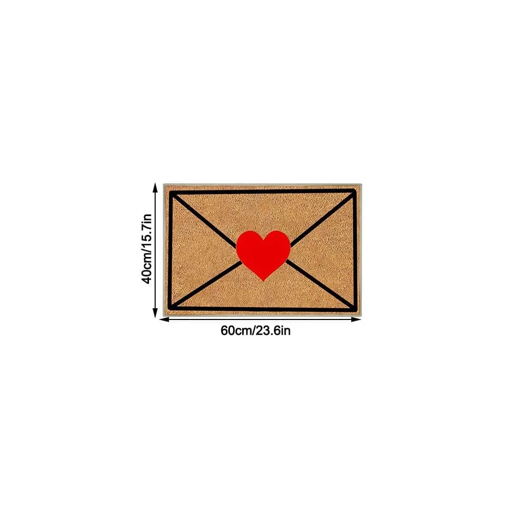 Tappetino a Forma di Cuore per San Valentino in Velluto Cristallo Rosso, Zerbino Resistente all'Usura con Scritta 'Welcome'