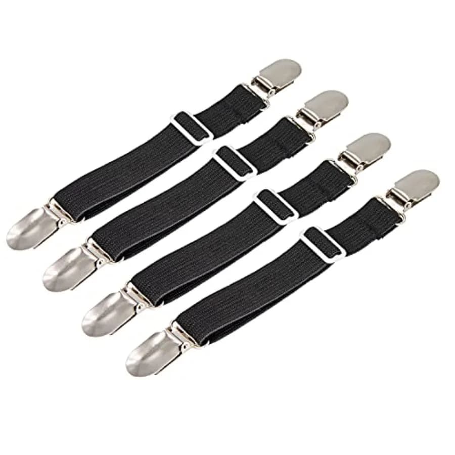 4Pcs Adjustable Bed Sheet Fasteners Suspenders, Elastic Sheet Band Straps Clips, Cover Grippers Suspenders Holder for Mattress