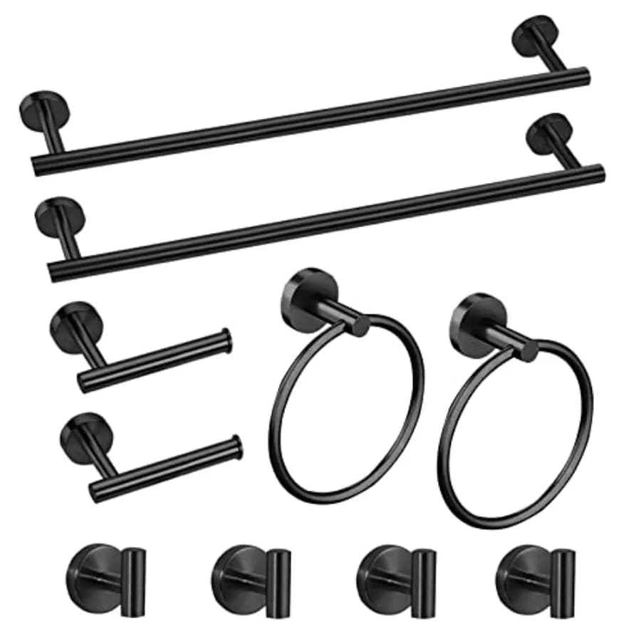 Set di accessori da bagno opachi da 0 pezzi, portasciugamani ad anello + porta carta igienica + gancio per accappatoio in acciaio inossidabile SUS304