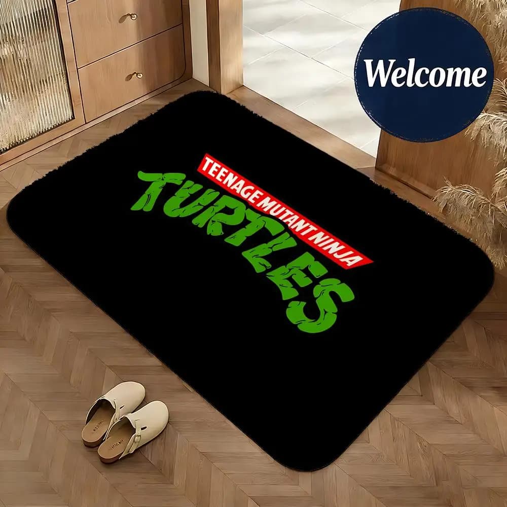 Tappetino morbido in flanella, tappetino da pavimento con cartoni animati delle Tartarughe Ninja, tappetino antiscivolo assorbente, tappetino per bagno, camera da letto, decorazione per la casa