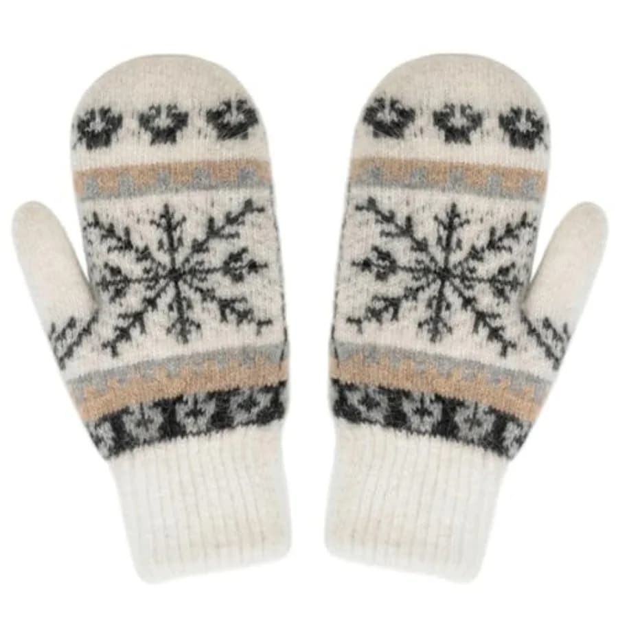 Women's Warm-Mittens Winter-Knit-Gloves with Snowflake Pattern, Cozy Soft Stretchy Handwear for Cold Weather