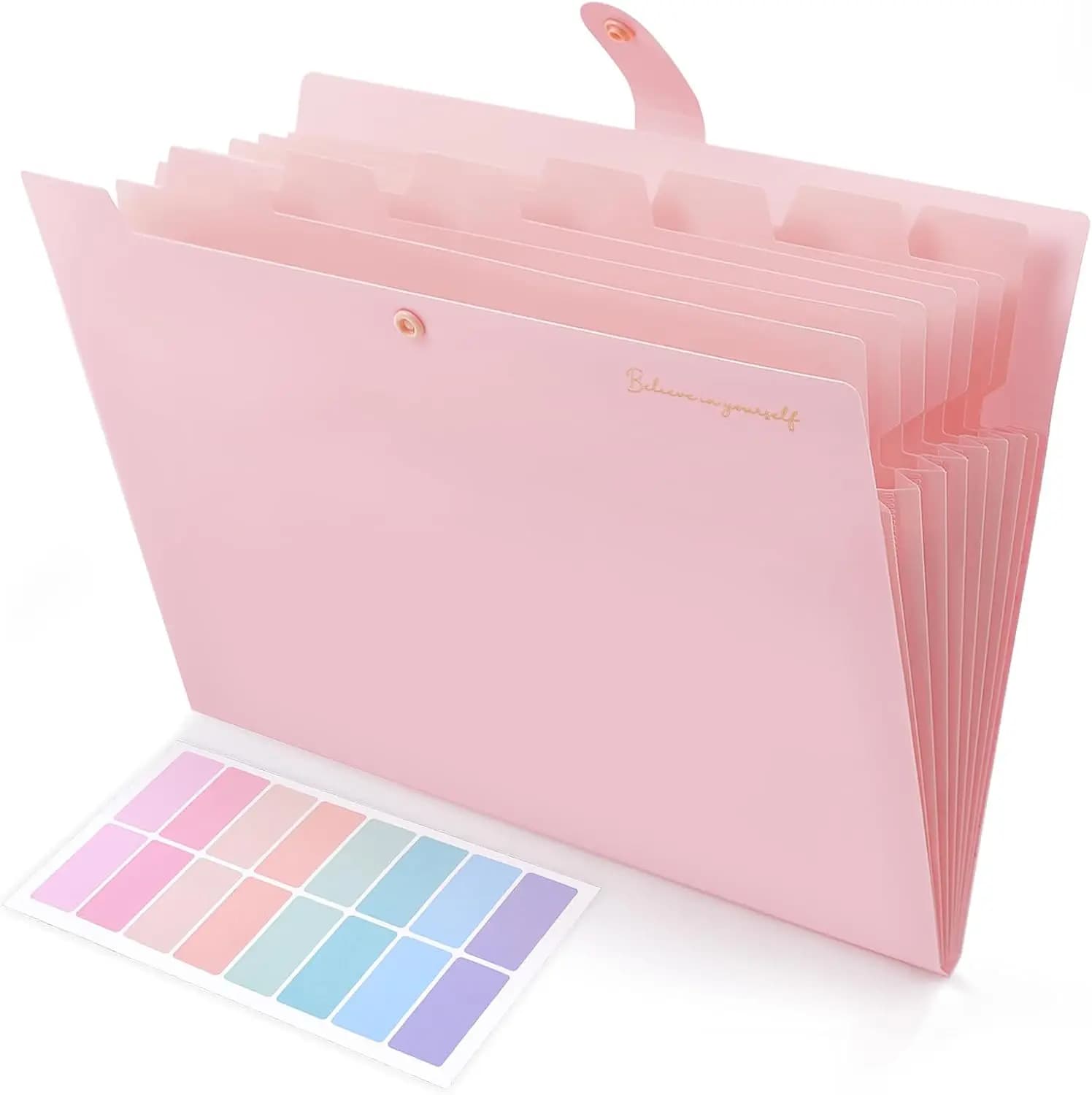 Organizzatore di documenti espandibile con 8 tasche, cartella a fisarmonica per scuola, ufficio, ospedale, formato Letter/A4 in rosa